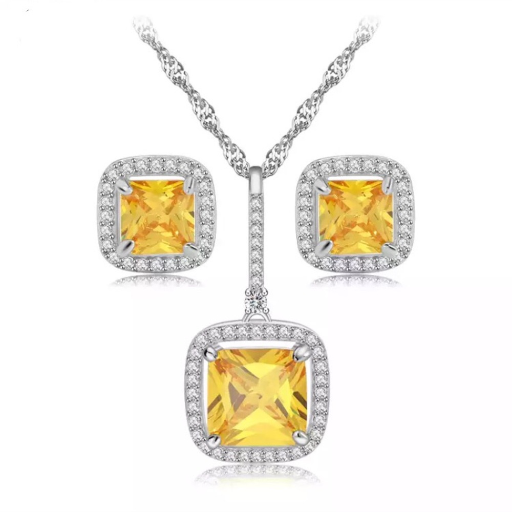 Canary diamonds cubic zirconia jewelry set